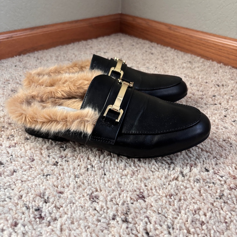 Mari A. Faux fur lined mules in black women’s 6